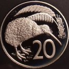 Rare Cameo Proof New Zealand 1986 20 Cents~10,000 Minted~Kiwi Bird~Free Shipping