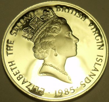 Silver Proof British Virgin Islands 1985 $20.00~Brass Dividers~Free Shipping