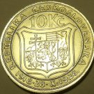 Huge Silver Czechoslovakia 1928 10 Korun~10th Anniv of Independence~Free Ship