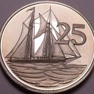 Rare Proof Cayman Islands 1974 25 Cents~Schooner Sailing~30,000 Minted~Free Ship