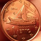 Gem Unc Greece 2014 1 Euro Cent~Ancient Athenian Trireme~Minted In Athens~Fr/Shi Gem Unc Greece 2014 1 Euro Cent~Ancient Athenian Trireme~Minted In Athens~Fr/Shi