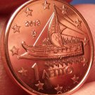 Gem Unc Greece 2013 1 Euro Cent~Ancient Athenian Trireme~Minted In Athens~Fr/Shi