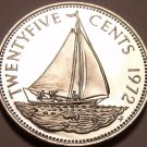 Rare Proof Bahamas 1972 25 Cents~Sailboat~Only 35,000 Minted~Free Shippng