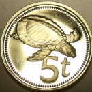 Cameo Proof Papua New Guinea 1975 5 Toea~Plateless Turtle~Free Shipping