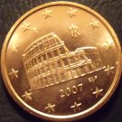 Gem Unc Italy 2007 5 Euro Cents~The Roman Colosseum~Excellent~Free Shipping