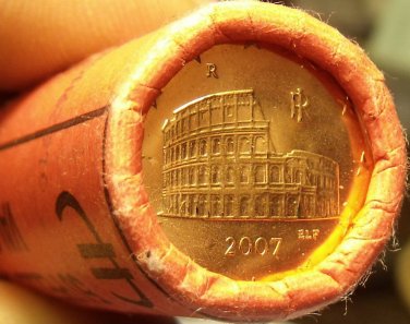 Gem Unc Original Roll (50) Italy 2007 5 Euro Cents~The Roman Colosseum~Free Ship