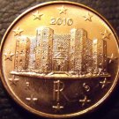 Gem Unc Italy 2010 1 Euro Cent~The Castle DelMonte~Excellent~Free Shipping