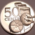 Rare Proof Trinidad & Tobago 1973 50 Cents~Kettle Drums~20,000 Minted~Free Ship