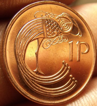 Gem Unc Ireland 2000 Penny~Irish Harp~Bird From The Book Of Kells~Free Shipping