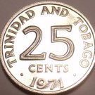 Rare Proof Trinidad And Tobago 1971 25 Cents~Only 12,000 Minted~Free Shipping