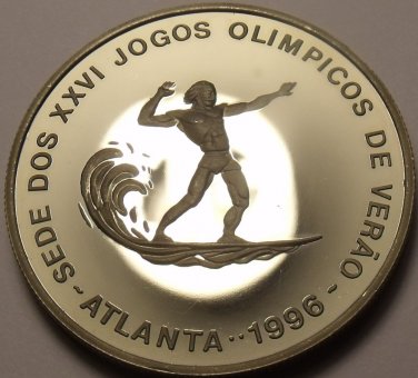 Proof Saint Thomas & Prince Island 1993 1000 Dobras~Olympic Surfing~Free Ship