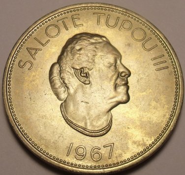 Rare Gem Unc Tonga 1967 Panga~Taufa'ahau Tupou IV~Only 78,000 Minted~Free Ship