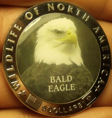 Proof Liberia 2000 $5.00~Multi-Colored Bald Eagle~Excellent~Free Shipping