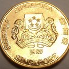 Gem Unc Singapore 1989 Cent~Singapore National Arms~Free Shipping