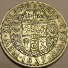 Huge Silver New Zealand 1937 Half Crown~King George VI~1st Year Ever Minted~Fr/S