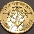 Extremely Rare Large Proof Guernsey 1956 8 Doubles~2,100 Minted~Awesome~Free Shi