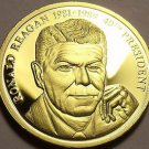 Gem Cameo Proof 24k Gold Plated Ronald Reagan 40th President Medallion~Fr/Ship