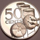 Rare Proof Trinidad & Tobago 1975 50 Cents~Drums~24,000 Minted~Free Shipping