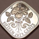Rare Proof Bahamas 1973 15 Cents~Triangle Coin~Hibiscus~35,000 Minted~Free Ship