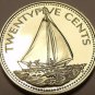 Rare Proof Bahamas 1979 25 Cents~Sailboat~Only 2.053 Minted~Awesome~Free Ship