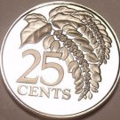 Rare Proof Trinidad & Tobago 1975 25 Cents~24k Minted~Chaconia~Free Shipping