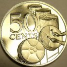 Rare Proof Trinidad & Tobago 1974 50 Cents~Kettle Drums~14,000 Minted~Free Ship
