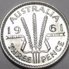 Gem Unc Silver Australia 1961 3-Pence~Three Wheat Stalks~Free Shipping Gem Unc Silver Australia 1961 3-Pence~Three Wheat Stalks~Free Shipping
