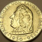 Unc Silver Austria 1936 2 Schilling~Death Of Eugene Of Savoy~Awesome~Free Ship