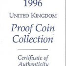 1996 Great Britain 9 Coin 2 Page C.O.A. Document Set~Free Shipping
