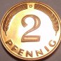 Cameo Proof Germany 1999-D 2 Pfennig~Minted In Munich~70,000 Minted~Free Shi
