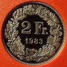 Rare Proof Switzerland 1983 2 Francs~Only 11,000 Minted~Helvetia~Free Shipping
