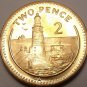 Large Gem Unc Gibraltar 2000 2 Pence~Lighthouse On Europa Pointe~Free Shipping