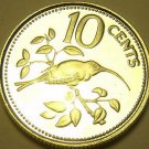 Rare Silver Proof Belize 1984 10 Cents~Long-Tailed Hermit~397 Minted~Free Ship