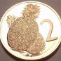 Rare Cameo Proof Cook Islands 1973 2 Cents~13,000 Minted~Pineapple~Free Shipping