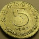 Proof Austria 1983 5 Groschen~65,000 Minted~Zinc~Imperial Eagle~Free Shipping