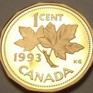 Cameo Proof Canada 1993 Maple Leaf Cent~143,065 Minted~Free Shipping
