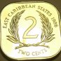 Rare Proof East Caribbean States 1986 2 Cents~Only 2,500 Minted~Free Shipping
