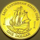 Rare Proof East Caribbean States 1986 Dollar~2,500 Minted~The Golden Hind~Fr/S Rare Proof East Caribbean States 1986 Dollar~2,500 Minted~The Golden Hind~Fr/S