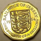 Rare Proof Jersey 1964 3 Pence~One Forth Of a Shilling~Only 20,000 Minted~Fr/Shi