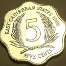 Rare Proof East Caribbean States 1986 5 Cents~Only 2,500 Minted~Free Shipping