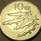 Large Gem Unc Iceland 1996 10 Kronur~Capelin Fish~Eagle, Dragon, Bull, Giant~F/S