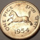 Unc India 1954 Pice~Horse~Equus Caballus Equidae~Awesome~Free Shipping