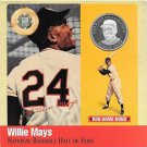 Rare .999 Silver Proof Willie Mays 500 Club Cooperstown Commemorative~Free Shi