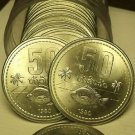 Gem Unc Roll (20 Coins) Laos 1980 50 Att Coins~Fish With Palm Trees~Free Ship