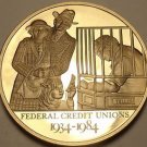 44.2mm Solid Bronze Proof Federal Credit Union 50 Years Of Service Medallion~F/S