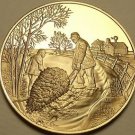 Solid Bronze Proof Franklin Mint Medallion~Country Christmas~Dragging a Tree~F/S Solid Bronze Proof Franklin Mint Medallion~Country Christmas~Dragging a Tree~F/S