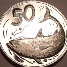 Rare Proof Cook Islands 1975 50 Cents~Only 21,000 Minted~Bonito Fish~Free Ship
