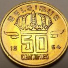 Gem Unc Belgium 1964 50 Centimes~A Helmeted Mine Worker~Excellent~Free Shipping