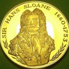 24k Gold-Plated Proof The British Museum Medallion~Sir Hans Sloane~37.8mm 20g