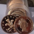 Cameo Proof Roll (20) Large Great Britain 1988 2 Pence Coins~Welsh Plume~Fr/Ship
